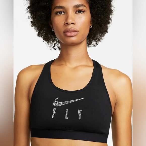 Nike Swoosh FLY Non-Padded Sports Bra DQ5033-010 Black Size XXL Cup Size A-B - Picture 4 of 15